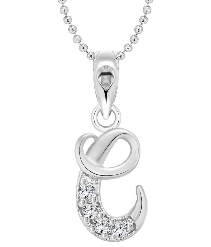     			Vighnaharta C Alphabet Rhodium Plated Pendant - [VFJ1113PR]