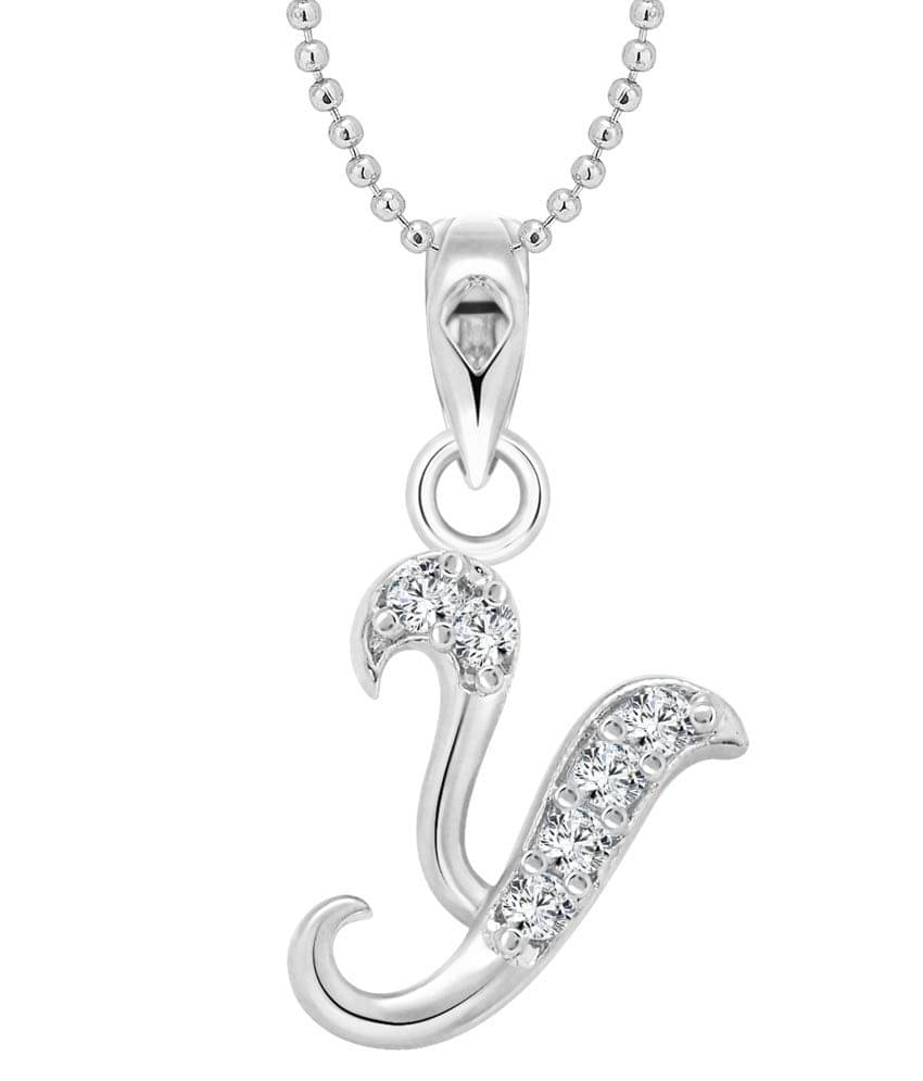     			Vighnaharta Y Alphabet Rhodium Plated Pendant - [VFJ1151PR]