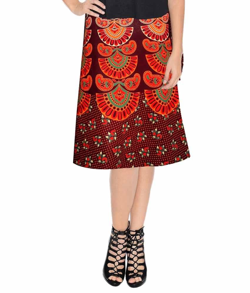     			Sttoffa Brown Cotton Midi Skirt