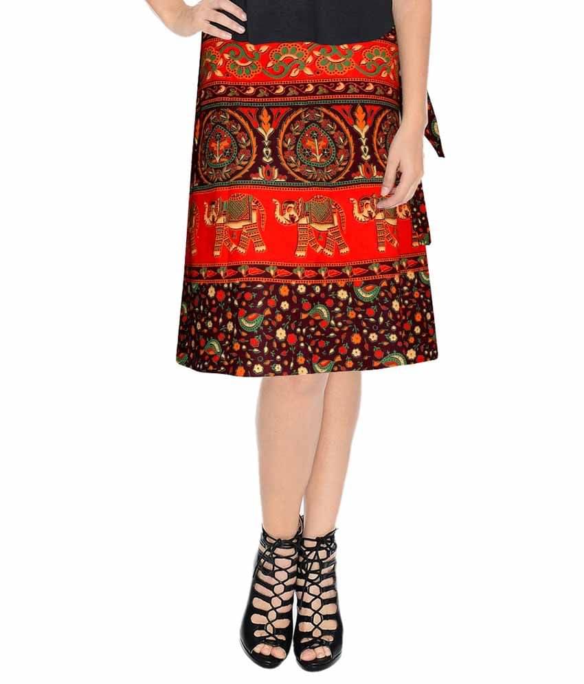     			Sttoffa Brown Cotton Midi Skirt