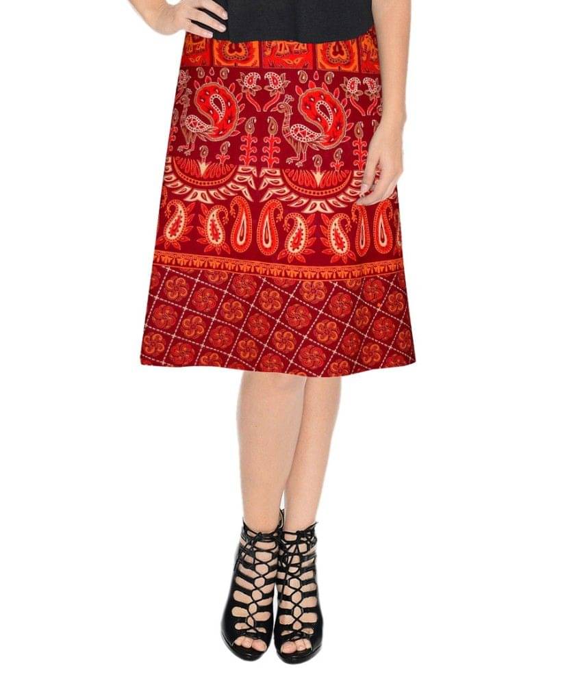     			Sttoffa Multi Color Cotton Midi Skirt