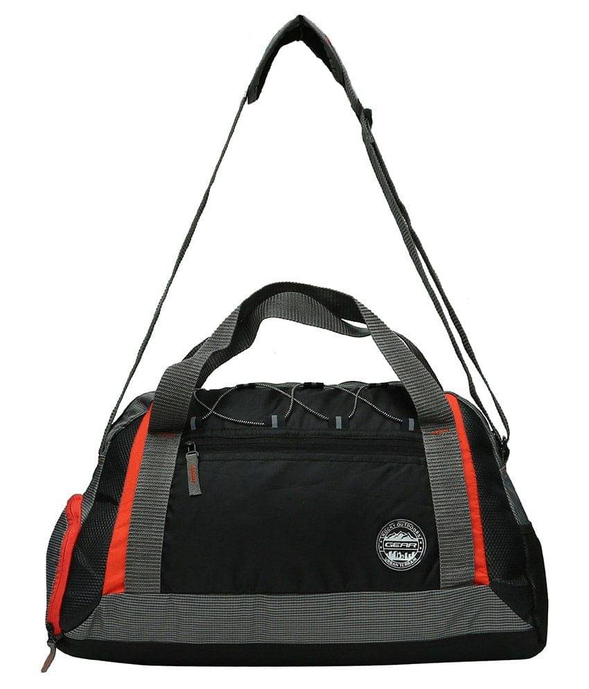 Gear Grey & Black Polyester Duffle Travel Bag Gear Grey & Black Polyester Duffle Travel Bag