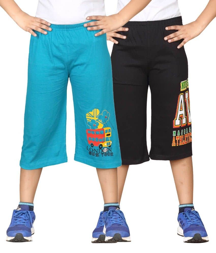 Dongli Pack of 2 Cotton Three-Fourth For Boys ( Blue ) - Shorts | Buy online on ZillyBuy