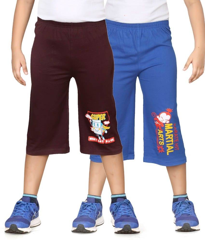     			Dongli Pack of 2 Cotton Shorts For Boys ( Brown )