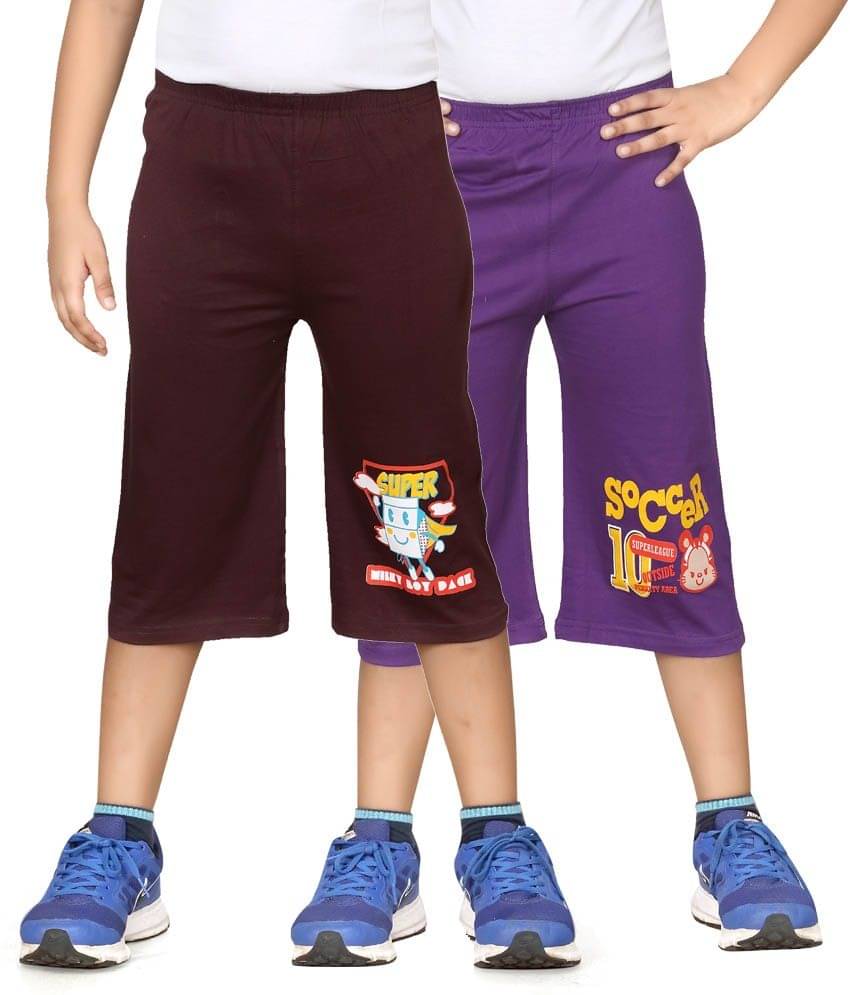     			Dongli Pack of 2 Cotton Three-Fourth For Boys ( Brown )