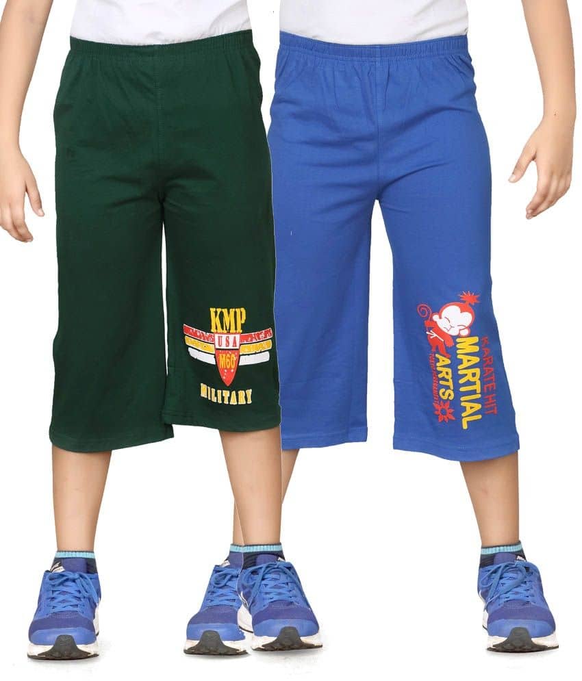 Dongli Pack of 2 Cotton Three-Fourth For Boys ( Green ) - Shorts | Buy online on ZillyBuy