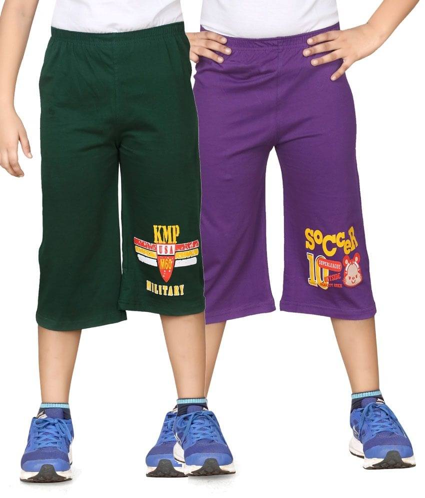     			Dongli Pack of 2 Cotton Three-Fourth For Boys ( Green )