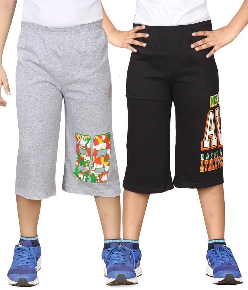     			Dongli Pack of 2 Cotton Blend Three-Fourth For Boys ( Gray )