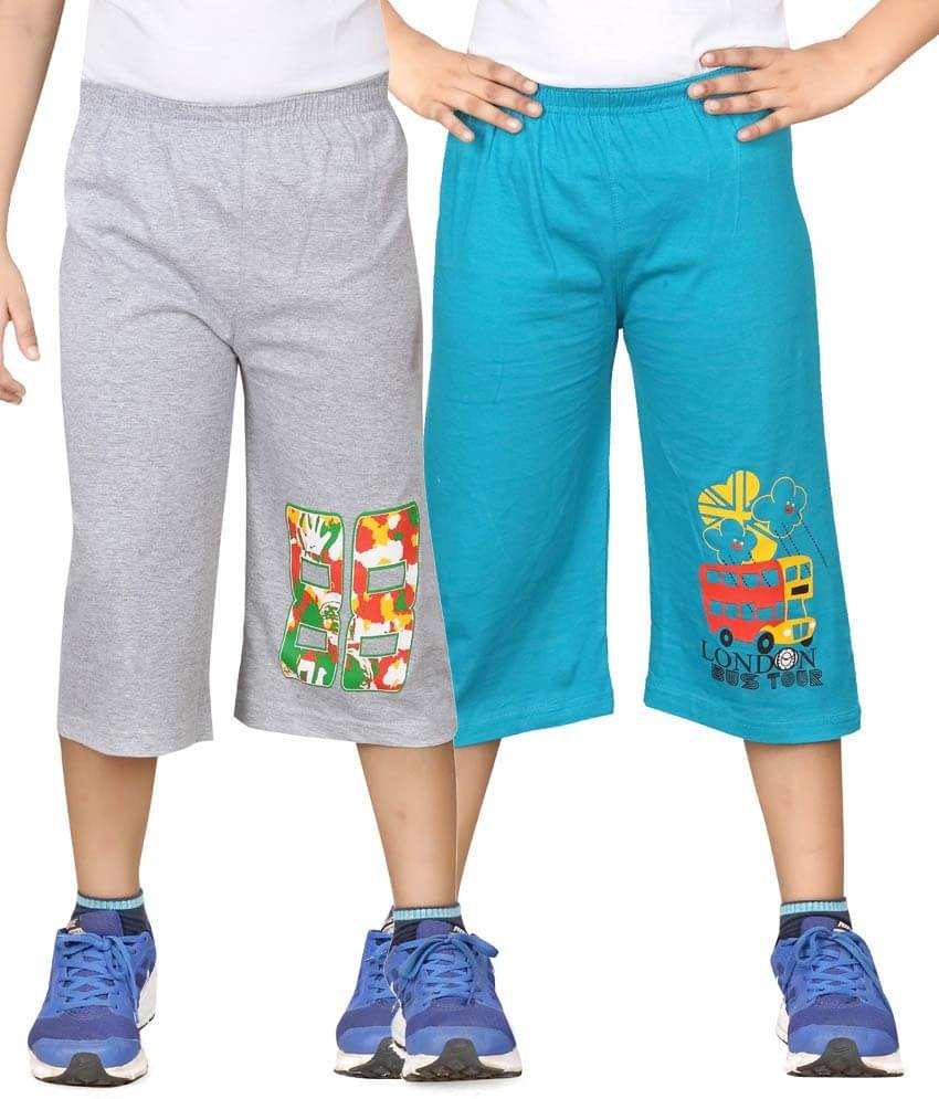     			Dongli Pack of 2 Cotton Blend Three-Fourth For Boys ( Grey )