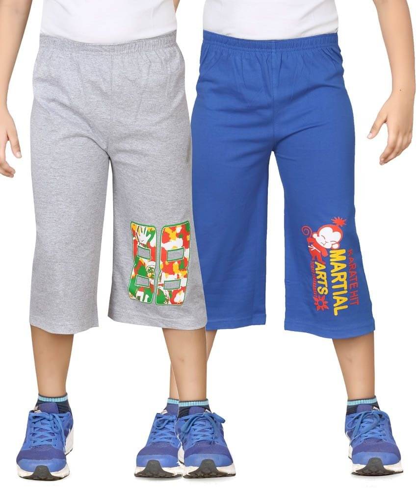     			Dongli Pack of 2 Cotton Blend Three-Fourth For Boys ( Gray )