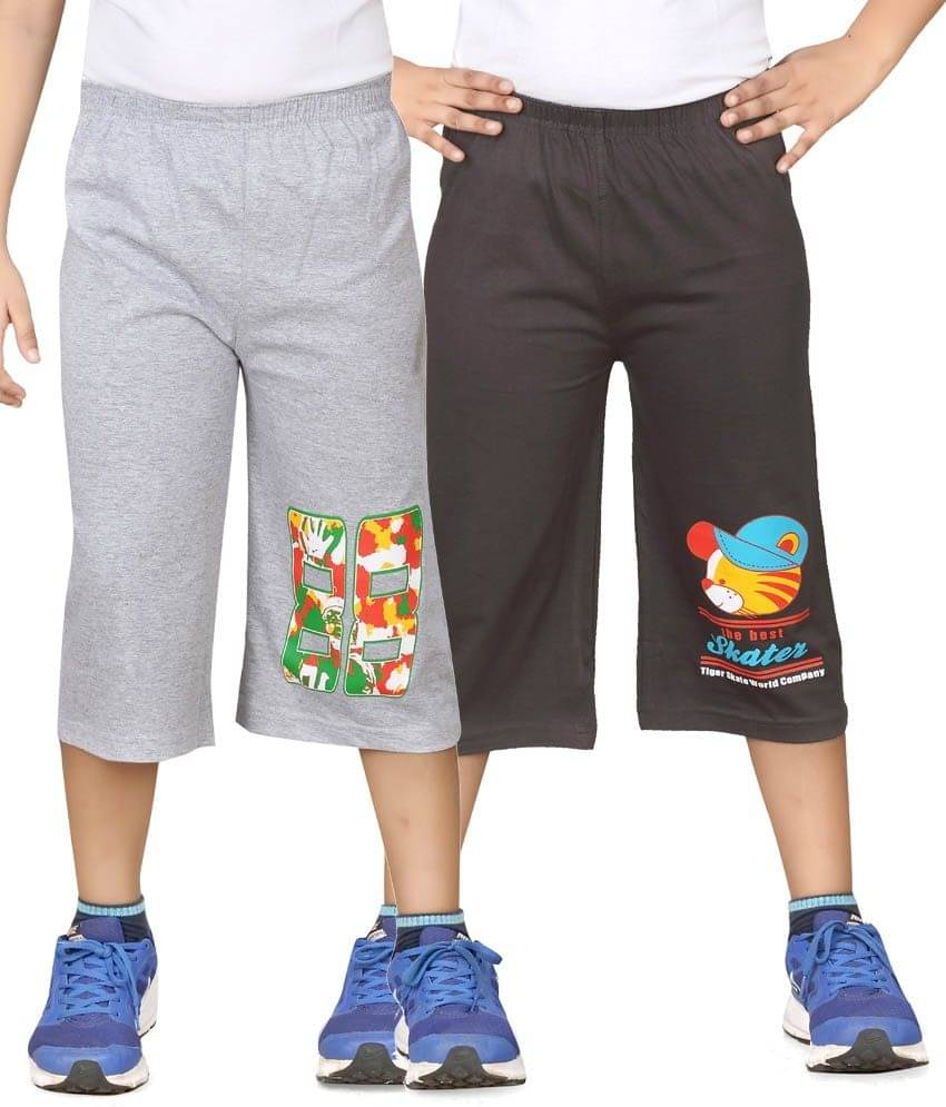     			Dongli Pack of 2 Cotton Blend Three-Fourth For Boys ( Gray )