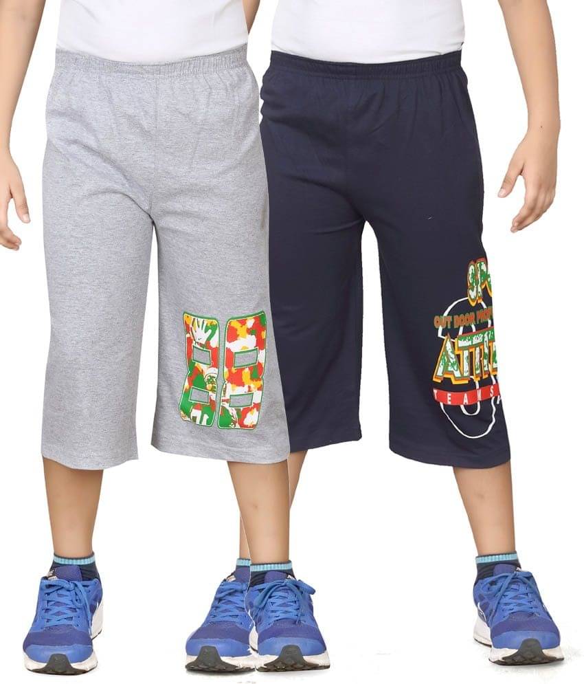     			Dongli Pack of 2 Cotton Blend Three-Fourth For Boys ( Grey )