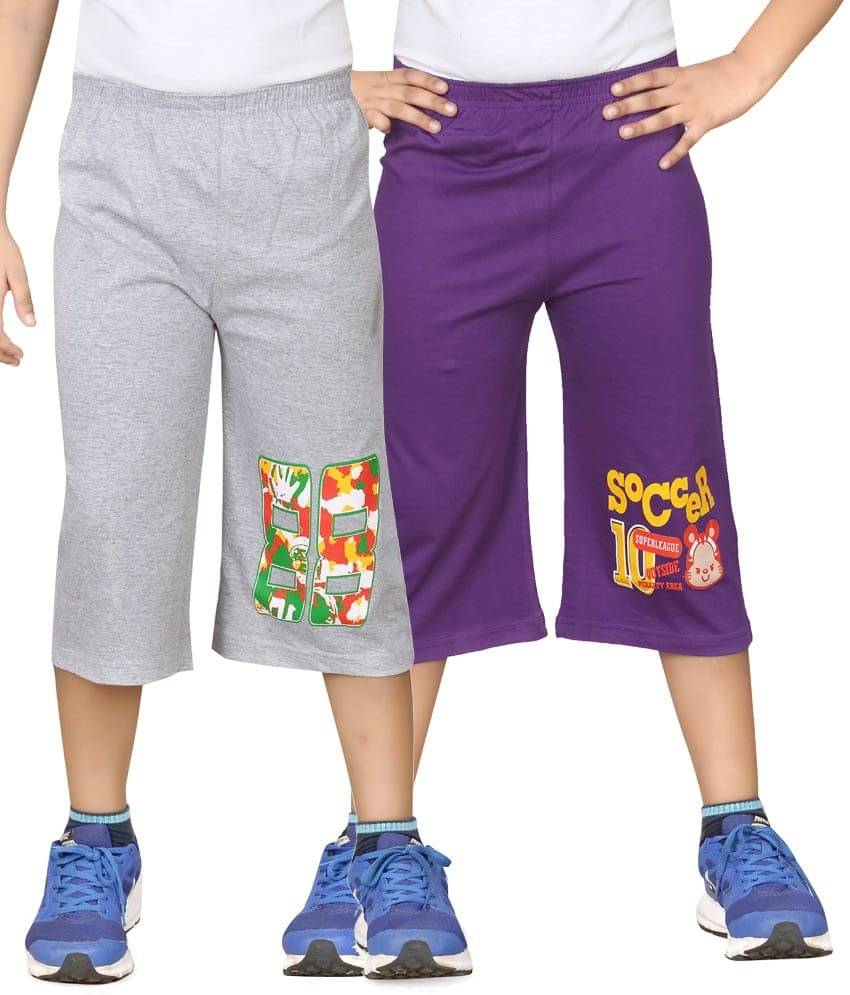     			Dongli Pack of 2 Cotton Blend Three-Fourth For Boys ( Gray )