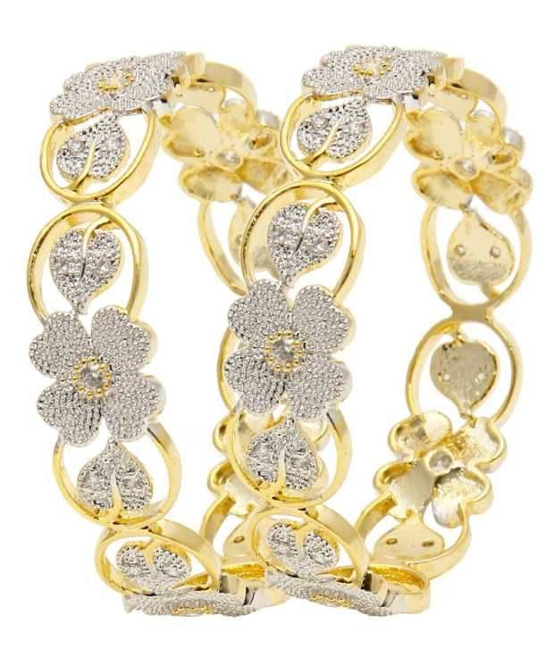     			Zeneme Ginni Pattern Gold Plated lord lakshmi Bangles