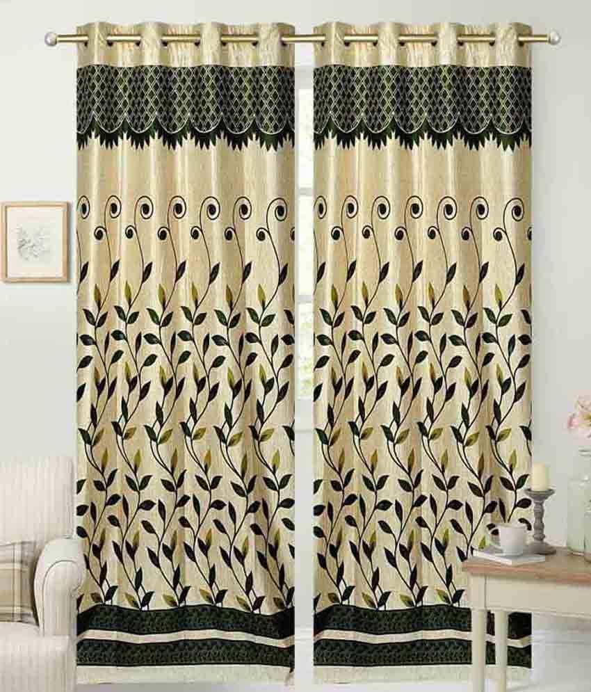     			Tanishka Fabs Solid Semi-Transparent Eyelet Curtain 7 ft ( Pack of 2 ) - Green