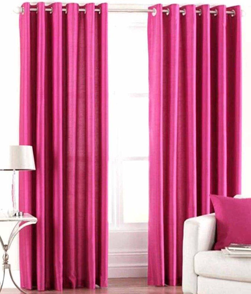 Tanishka Fabs Solid Semi-Transparent Eyelet Curtain 7 ft ( Pack of 2 ) - Pink     			Tanishka Fabs Solid Semi-Transparent Eyelet Curtain 7 ft ( Pack of 2 ) - Pink