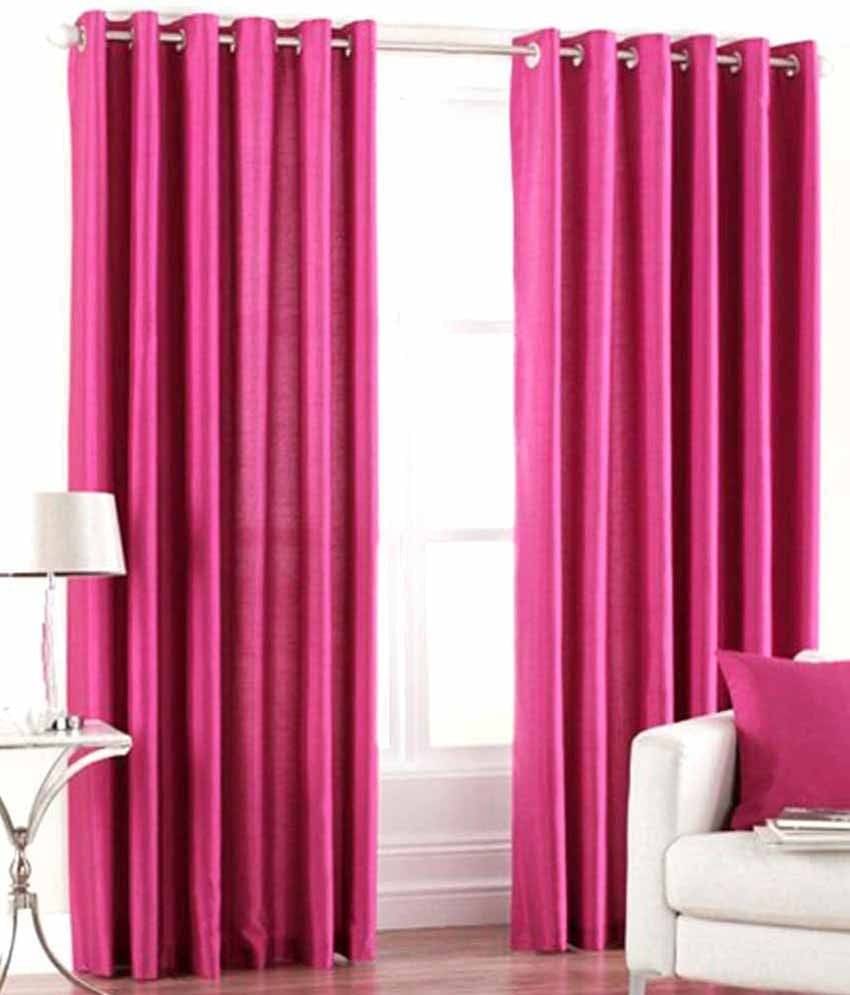 Tanishka Fabs Solid Semi-Transparent Eyelet Curtain 7 ft ( Pack of 2 ) - Pink Tanishka Fabs Solid Semi-Transparent Eyelet Curtain 7 ft ( Pack of 2 ) - Pink