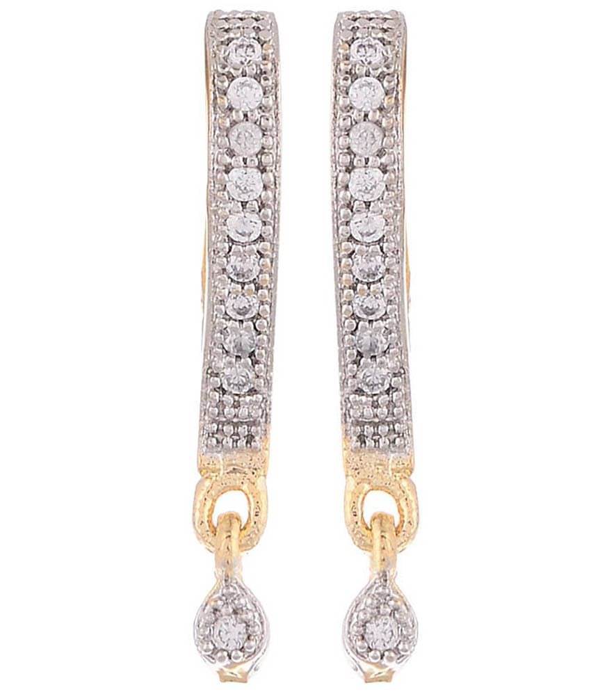     			Zeneme Gold And Rhodium Plated American Diamond Hoop Earrings