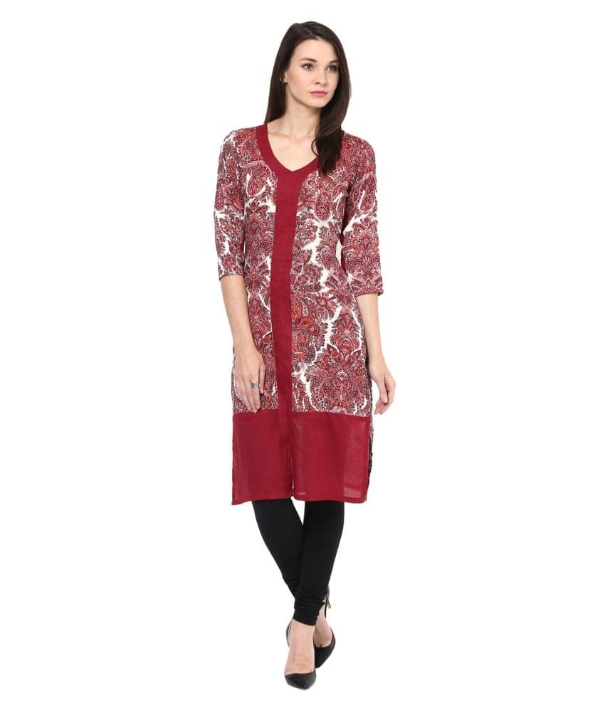 StyleStone Multicolor Crepe Straight Kurti StyleStone Multicolor Crepe Straight Kurti