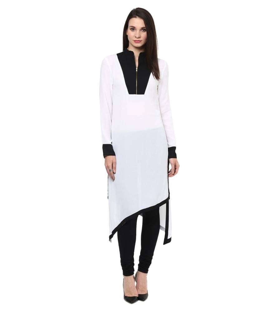     			StyleStone - White Georgette Women's Asymmetrical Kurti
