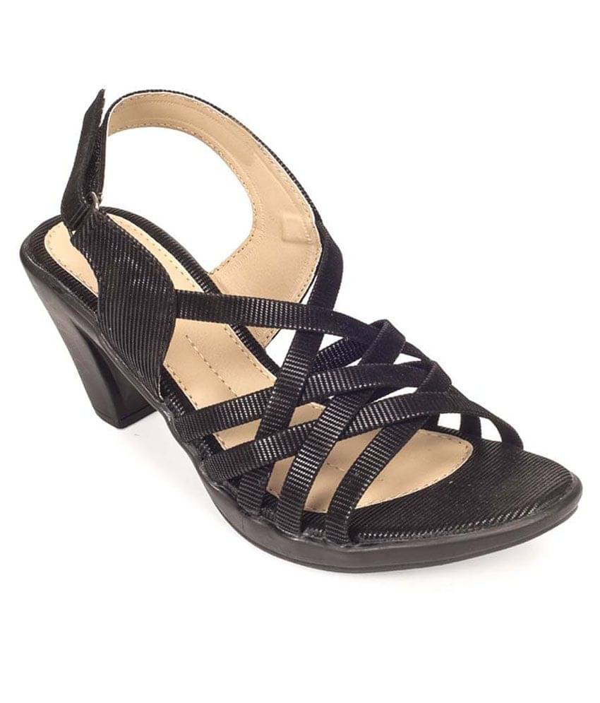     			KHADIM Black Block Heels