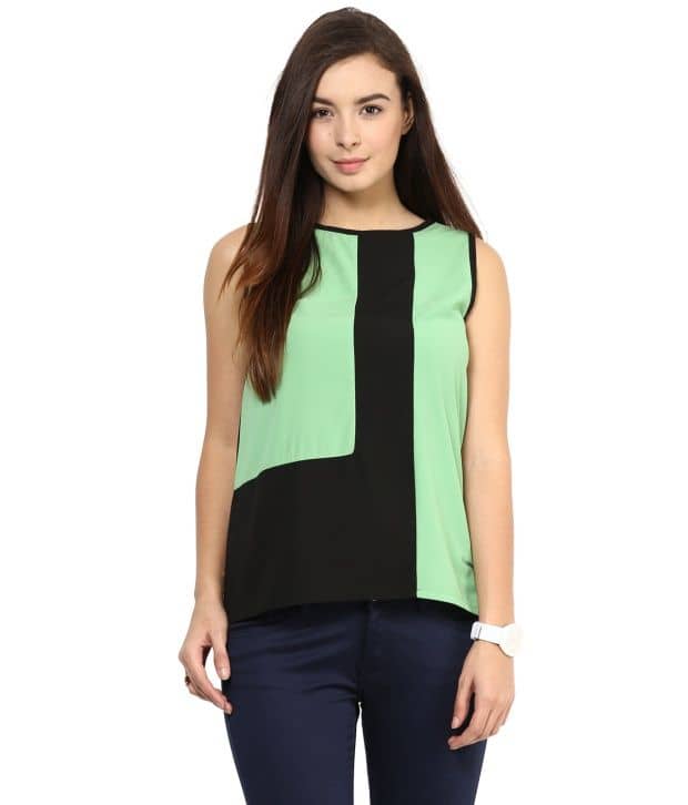 Rare Women's Georgette Regular Top ( Green )