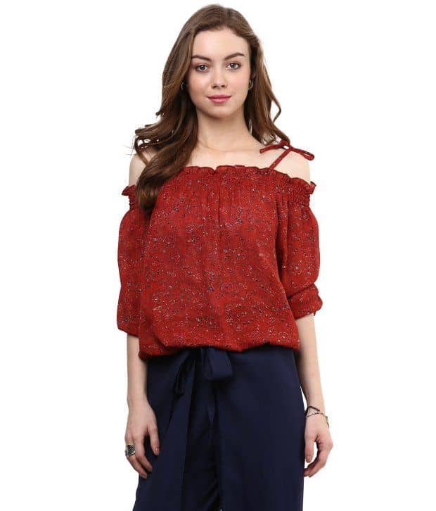 Rare Women's Georgette Regular Top ( Red )