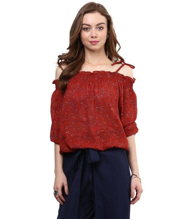 Rare Women's Georgette Regular Top ( Red )     			Rare Women's Georgette Regular Top ( Red )
