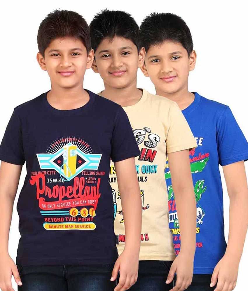    			Dongli Pack of 3 Boys Cotton T-Shirt ( Multi Color )