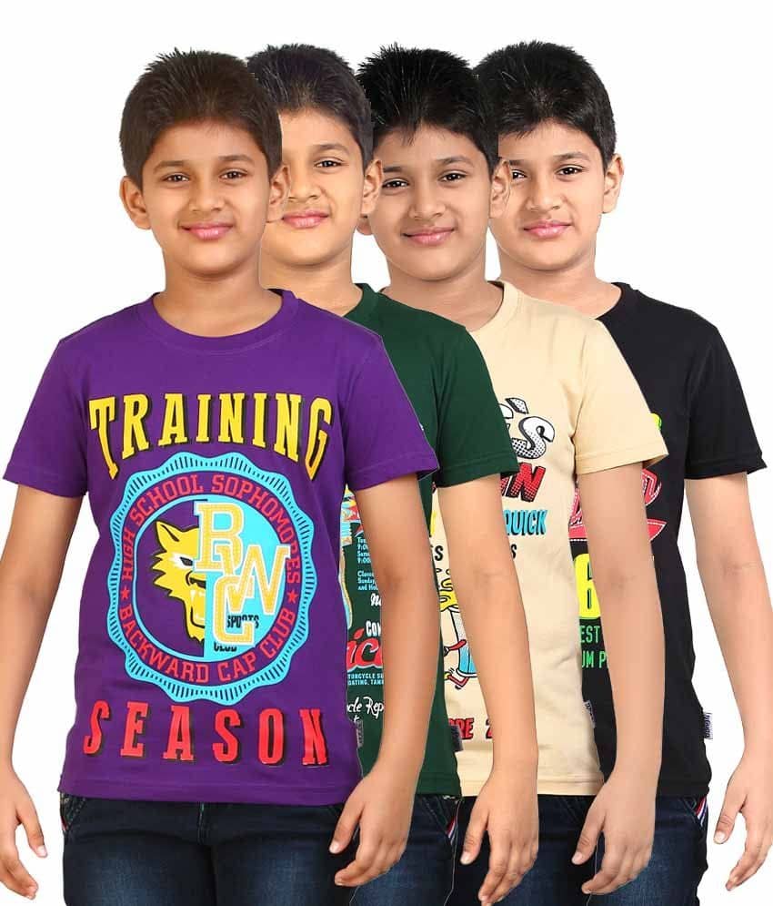 Dongli Pack of 1 Boys Cotton T-Shirt ( Multi Color )
