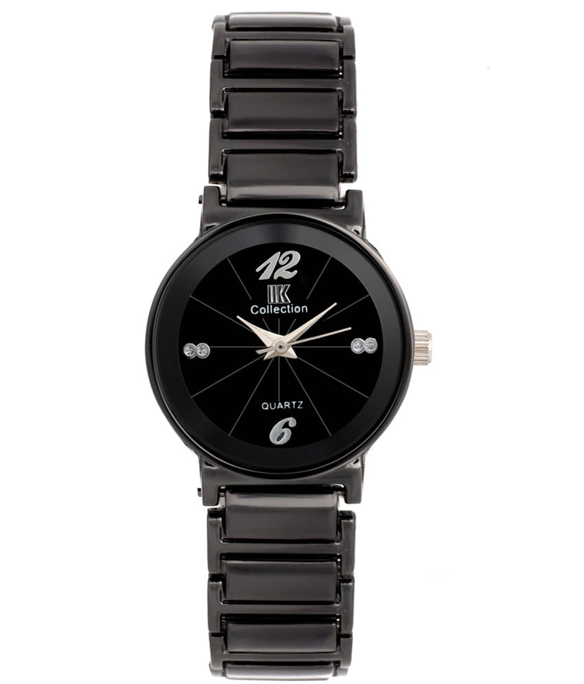 IIK Collection IIK-1086W Black Ceramic Analog Watch for Women