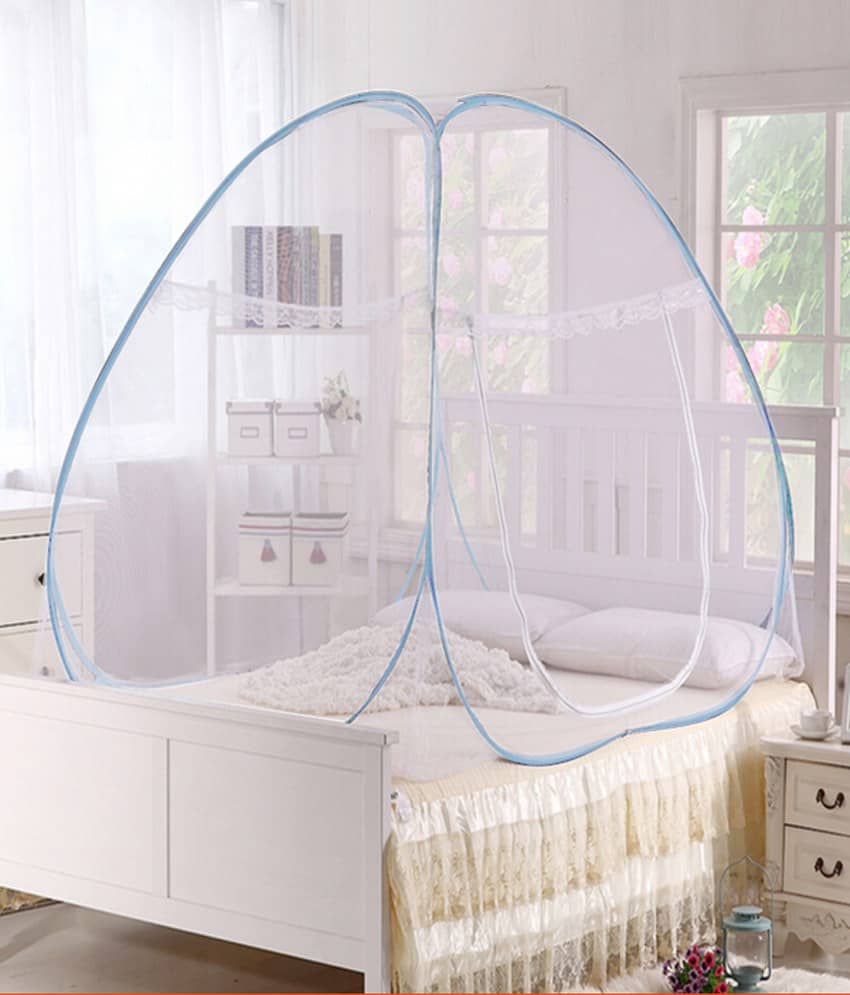 Pindia Blue Polyester Double Bed Mosquito Net