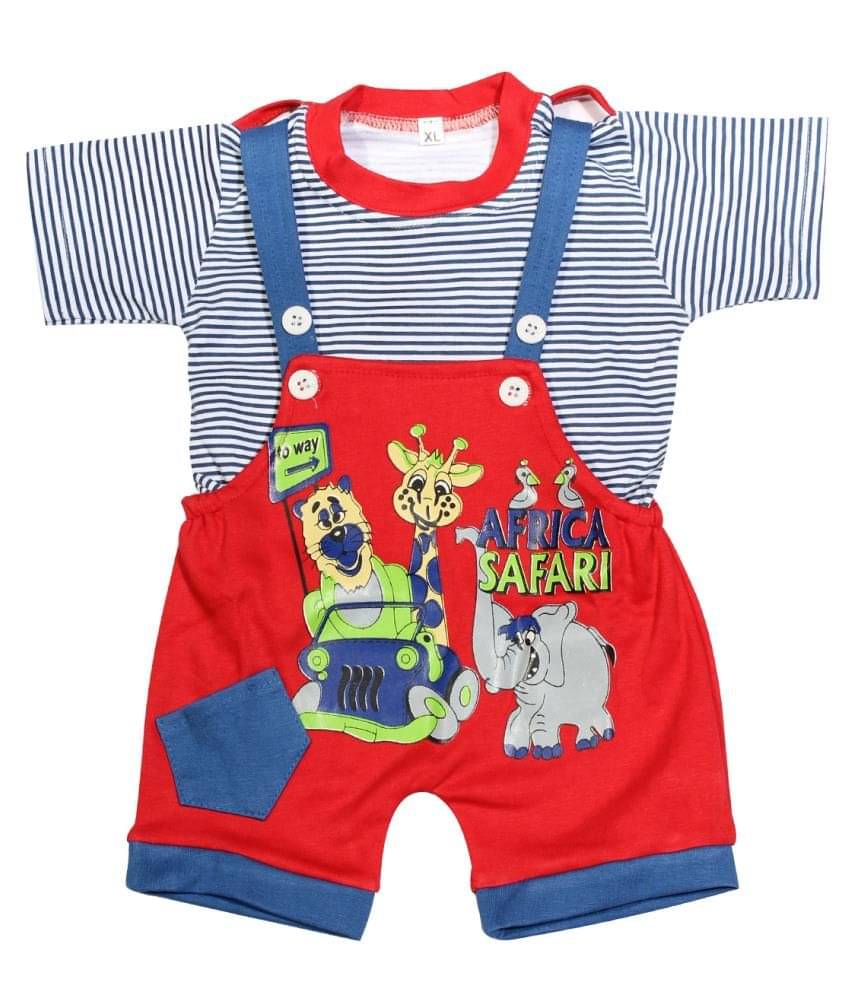 Babeezworld Multicolour Cotton baby dungaree Set     			Babeezworld Multicolour Cotton baby dungaree Set
