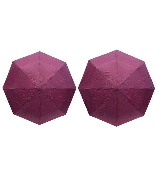 ARIP Pink Polyester 3 Fold Umbrellas For Men - Pack Of 2 ARIP Pink Polyester 3 Fold Umbrellas For Men - Pack Of 2