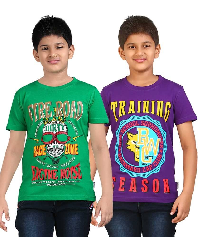 Dongli Pack of 1 Boys Cotton T-Shirt ( Multi Color )