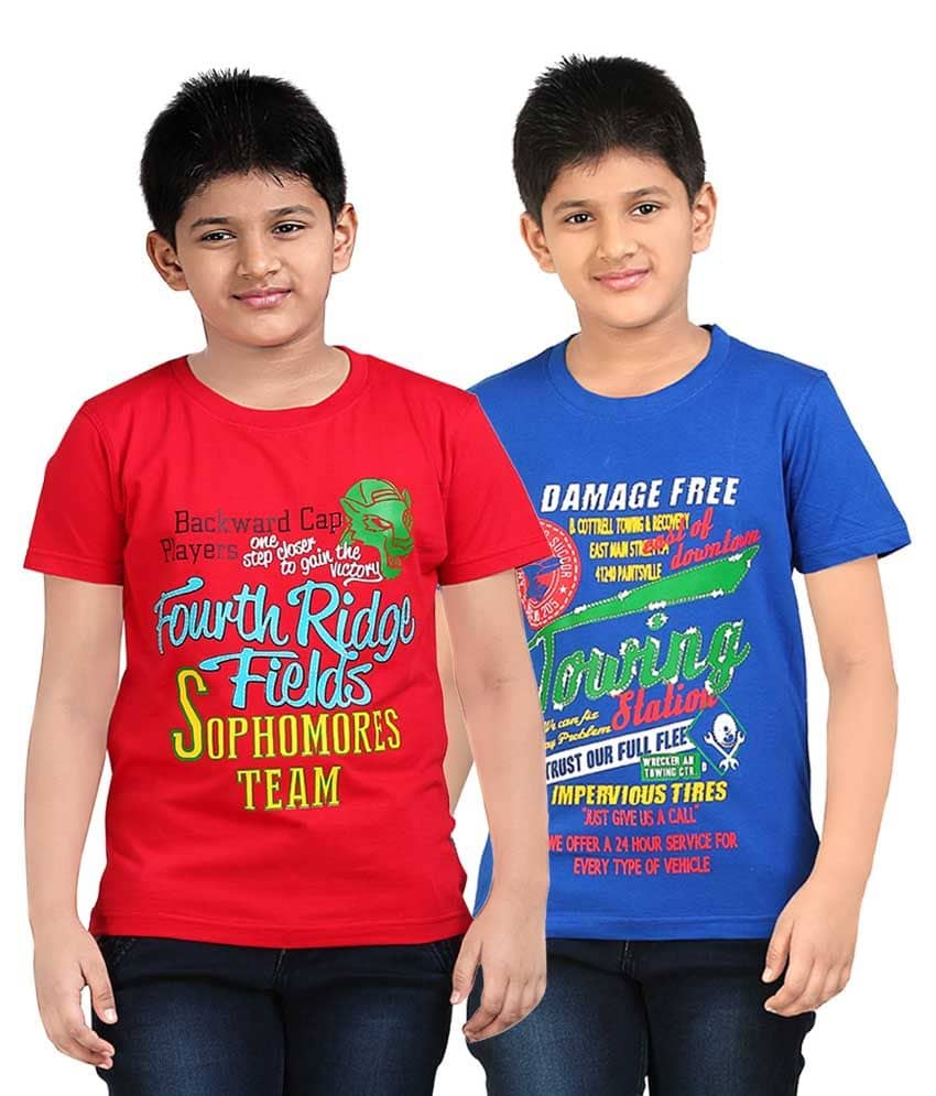 Dongli Pack of 3 Boys Cotton T-Shirt ( Multi Color )
