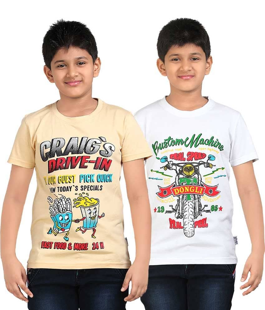 Dongli Pack of 3 Boys Cotton T-Shirt ( Multi Color )