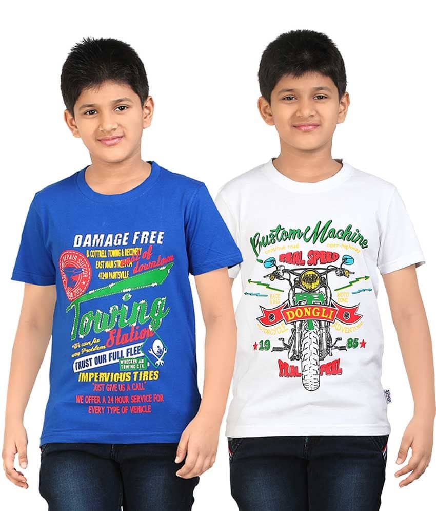 Dongli Pack of 1 Boys Cotton T-Shirt ( Multi Color )