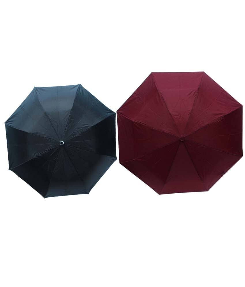 Arip Black & Maroon 3 Fold Umbrella (Pack of 2) - Jewellery Sets | Buy online on ZillyBuy