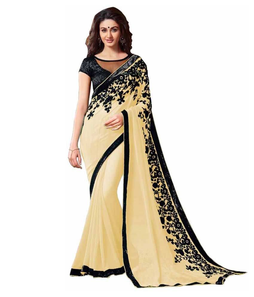     			AV Designer Chiffon Saree With Unstitched Blouse Piece ( Beige )