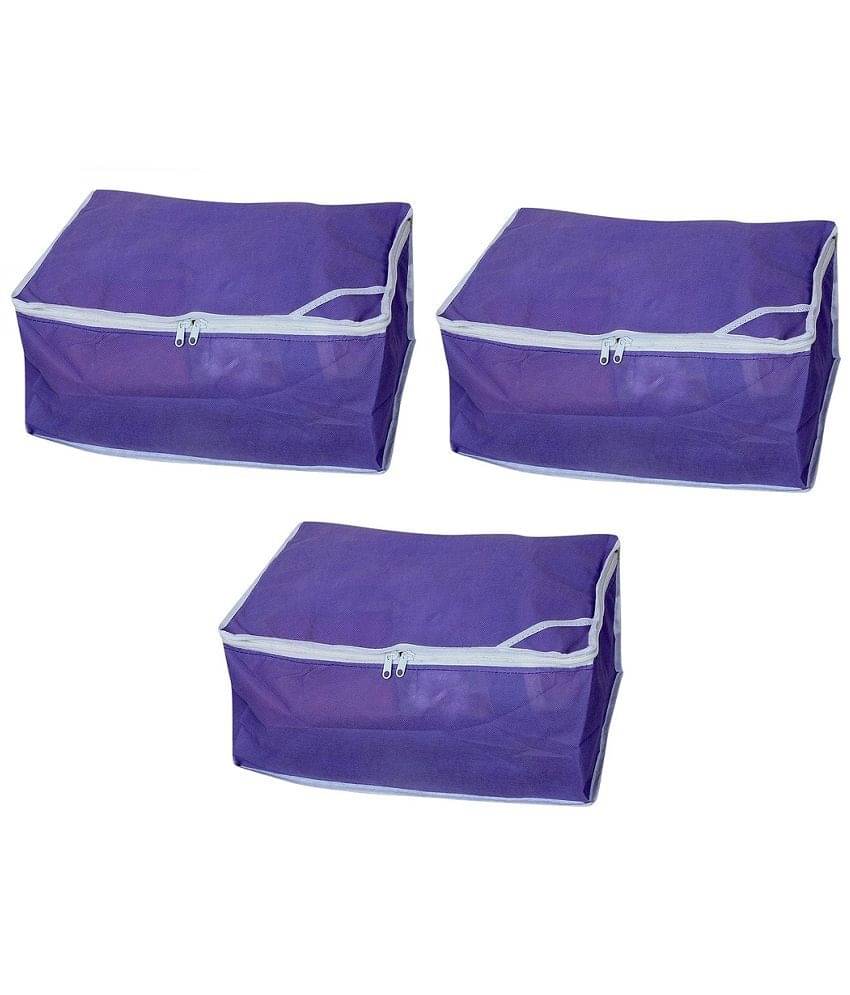 Non-Woven Saree Cover Cloth Storage & Organizer ,PURPLE ( Pack of 3 ) Multi Saree Cover Non-Woven Saree Cover Cloth Storage & Organizer ,PURPLE ( Pack of 3 ) Multi Saree Cover