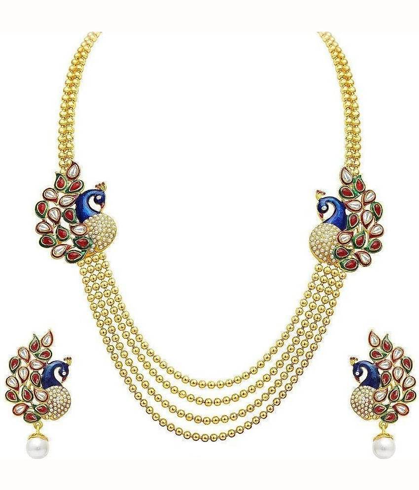 YOUBELLA Golden Alloy Necklace Set ( Pack of 1 )