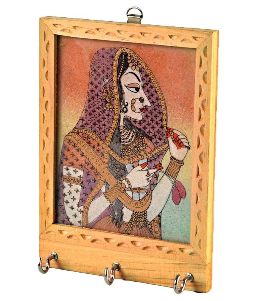     			Vivan Creation Brown Wooden Key Holder