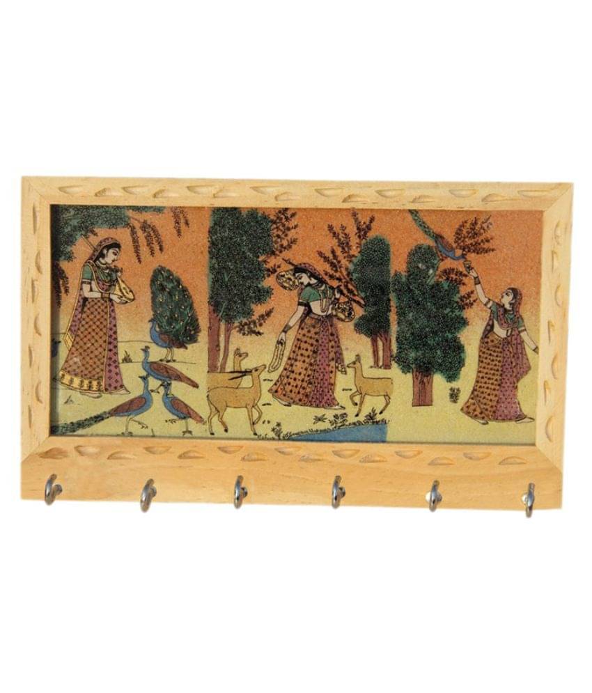     			Vivan Creation Brown Wooden Key Holder