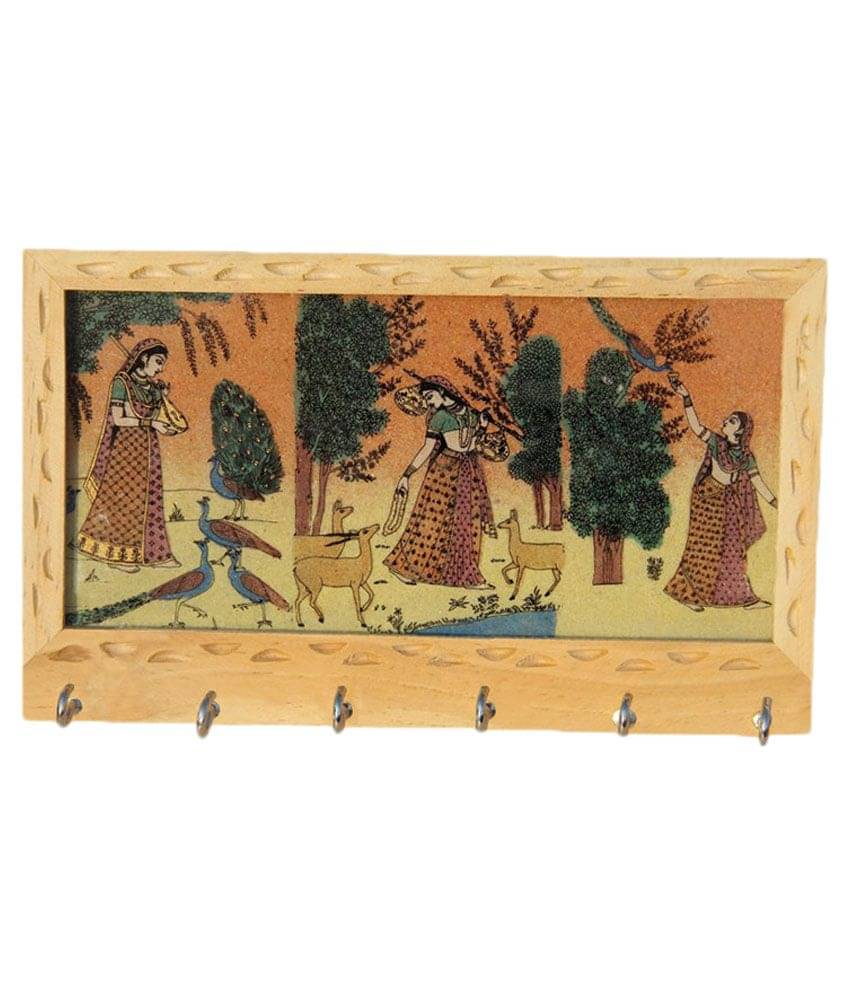     			Vivan Creation Brown Wooden Key Holder