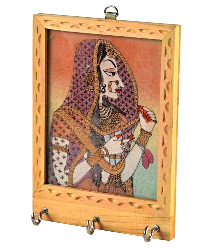     			Vivan Creation Brown Wooden Key Holder