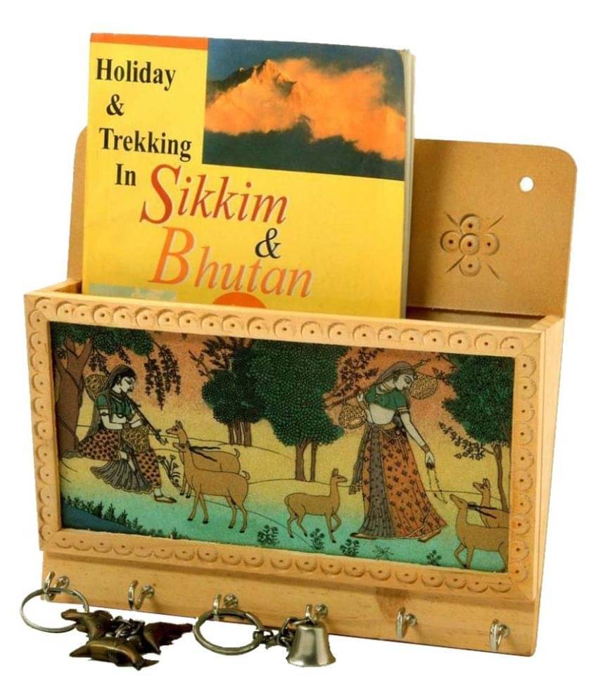    			Vivan Creation Brown Wooden Magazine Holder