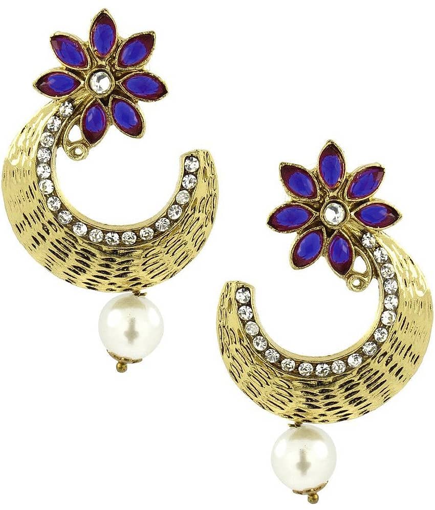 The Jewelbox Brass Gold Plating American diamonds Studded Multi Coloured Earrings - Earrings | Buy online on ZillyBuy