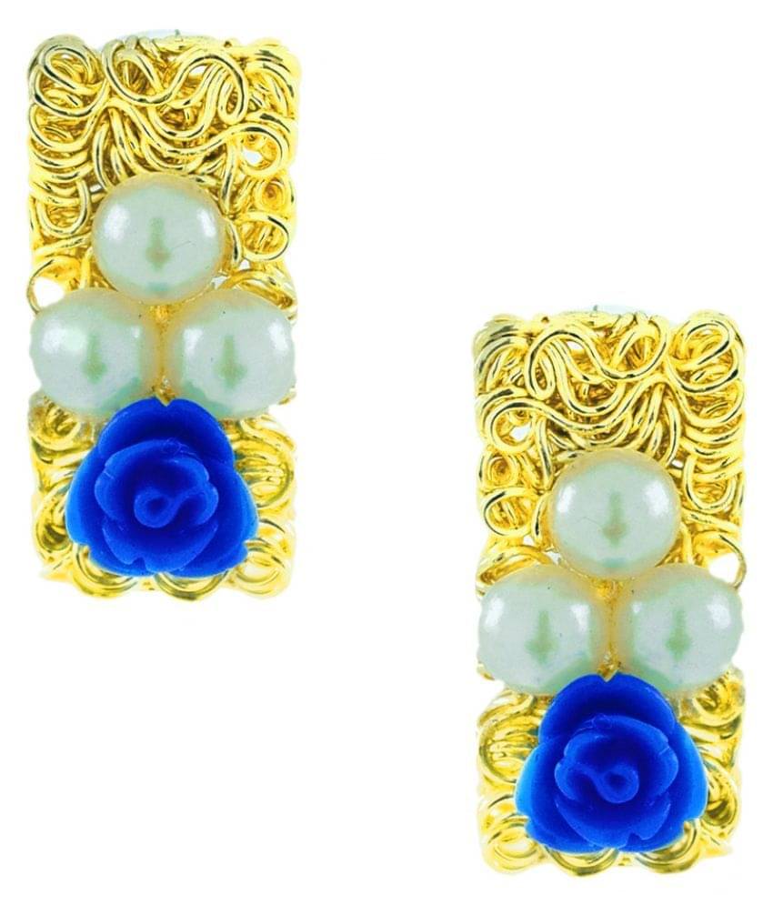 The Jewelbox Brass Gold Plating Beads Studded Multi Coloured Earrings The Jewelbox Brass Gold Plating Beads Studded Multi Coloured Earrings