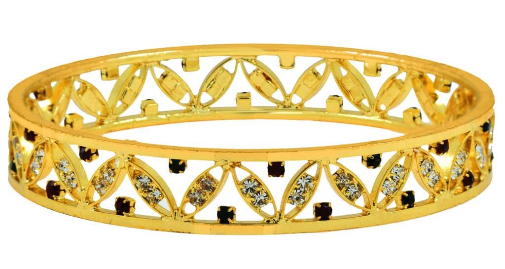 The Jewelbox Brass Gold Plating Cubiz Zirconia Studded Gold Coloured Bangle Set - Bangles & Bracelets | Buy online on ZillyBuy
